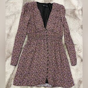 ZARA | Floral long sleeve dress